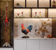FENGSHUI-CAISHEN Large Colorful Pure Copper Rooster Statue