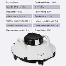 KANGJIEM Smart Pool Cleaning Robot, Robotic Pool Vacuum Cleaner, Cordless Automatic Pool Cleaner, Automatic Vacuum Cleaner,90 Mins Runtime, Automatic Robot Leaf Cleaners Small Inground Swimming Pool