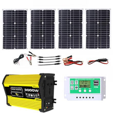 3000W Solar Power System with 100W Adjustable Panels, 50A Controller and 3000W Inverter, Fast Charging for Home and RV Off-Grid Use(Yellow,12V-220V)