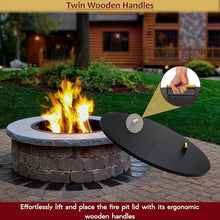 FEBTECH - 42" Round Fire Pit Cover with Wooden Handles for 40" Fire Pits