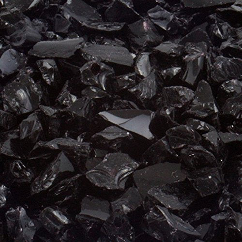 Fire Glass for Fire Pits Black 1/4" Fireplace Glass Pellets (80Lbs)