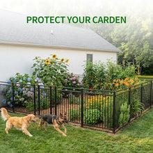 Decorative Garden Fence Metal Dog Fence Outdoor, 40in (H) x 108ft (L), 42 Panels + 6 Gates, Heavy Duty Garden Fencing Animal Barrier for Patio & Flower Bed, Black-Silver
