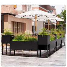 XJOYSL7921 Planter Box with Bench Outdoor Planter Box Flower Pot Splicable Decorative Planting Trough