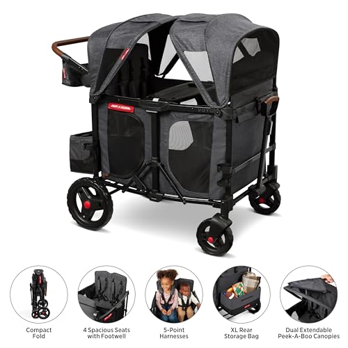 Radio Flyer Voya XT Quad Stroller Wagon 4-Seater Gray