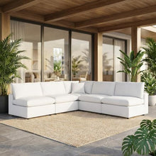Outdoor Escape White Patio Sectional Sofa Set with Cushions, 5-Piece Outdoor Sofas and Loveseats, Durable Material, Comfortable Cushions