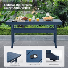 AZXZCS HDPE Outdoor Dining Set,10-Piece Outdoor Table and Chairs Include 8 Dining Chairs and 2 Pcs 62.5" Patio Dining Table with Umbrella Hole (Blue)