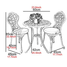 JKSVTF 3 Piece Bistro Set with Tulip Design - Cast Aluminum Outdoor Furniture Sets Weather Resistant Patio Table and Chairs with Umbrella Hole (White with Seat Cushion)