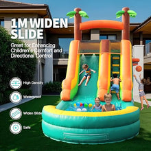HESMAX 26FT Inflatable Water Slide with Splash Pool, Thickened Commercial PVC, Powerful Blower Included, Easy Setup Outdoor Summer Water Play Slide for Kids Adults Backyard Garden Party-Coconut Tree