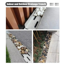 ZGLINMZ Outdoor Trench Drainage System with Metal Grate Plate Driveway Concrete Shower Rain Gutter Floor Drainage Channel Channel Drain for the Bathroom, the Driveway