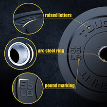 ToughFit Bumper Plate with Steel Insert - Rubber 2" Olympic Barbell Weightlifting Plates Set Black