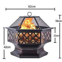 Fire Pit Metal Outdoor Wood Burning Firebowl Fireplace with Spark Screen Retardant Mesh Lid and Poker for Outside Backyard Deck