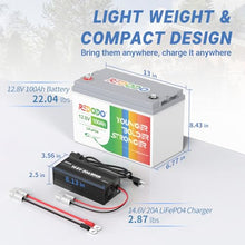 Redodo 12.8V 100Ah LiFePO4 Battery with 14.6V 20A Lithium Charger