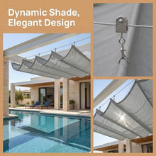 FENGZEQUAN U Shaped Wave Sunshade，Retractable Wave Shade Sail System，Outdoor Canopy pergola roof Hang Down u Shape Wave Awning，for Outdoor Patio Porch Garage Backyard Awning(W2.8*L7m/W9.19*L22.96ft)