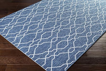 MARK & DAY Outdoor Rug 10x14 Valentijn Traditional Denim Non-Shedding Area Rug