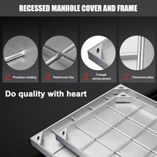1pc Invisible Recessed Manhole Cover with Stainless Steel Frame - Durable Galvanized Lid for Garden Inspection Chamber(50x50x8cm)