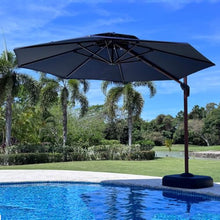OROTLECT 11 FT Round Wood Pattern Cantilever Umbrella,Navy