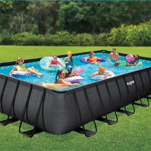 Funsicle Oasis Designer Rectangular Frame Above Ground Swimming Pool Dark Chevron Rattan
