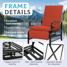 Incbruce Outdoor Lounge Chair Set of 2 Patio Furniture Adjustable Recliner with Retractable Steel Frame and Removable Thick Cushions - Red