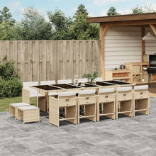 AMBERARD Patio Dining Set Set of 14 Beige PE Rattan 15 Piece Set Furniture Set