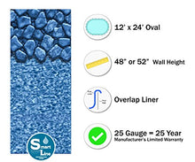 Wilbar Oval Above-Ground Swimming Pool 12x24ft | 48-Inch Height | Boulder Swirl Liner | Blue