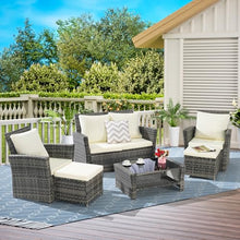 Patio Furniture Set with Small Outdoor Table, All-Weather Wicker, Breathable Polyester Cushions, Patio Bar Set w/ Sillas para Balcon, Sillas para Patio Exterior, Easy-to-Clean, Durable (Beige)
