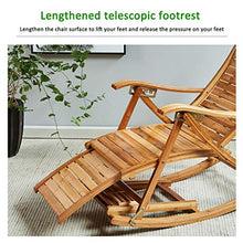 JOTDPFRYK Patio Lawn Garden Sun Loungers Solid Wood Rocking Chair, Foldable Chaise Lounges Portable Folding Chairs with Footrest with Cushion, 5-Speed Adjustment Office Outdoor