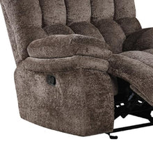 Benzara Heya Manual Glider Recliner Chair, Pillow Tufted Dark Brown