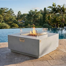 AMS 48" Square Concrete GFRC Propane Gas Fire Pit Table (Light Gray)