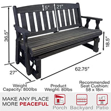 Amish OUTLET STORE Heavy Duty 800 Lb Mission Pressure Treated Porch Glider (5 Foot, Semi-Solid Black Stain)