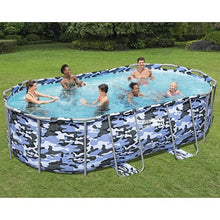 Bestway: Steel Pro Max - Oval Swimming Pool Set - 14' x 8'2" x 39.5, Blue Camo - Above Ground, Tritech Construction, Filter Pump, Ladder, 1,915 Gal.