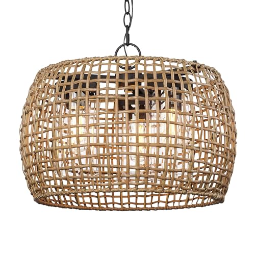 Golden Lighting Piper 3-Light Outdoor Pendant in Natural Black