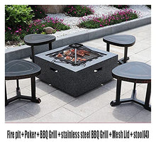 Outdoor Fire Pit 71cm Garden Terrace Heavy-Duty BBQ Table, Outdoor Cooking Fire Pit, Wood Burning Fire Bowl, Multi-Function Heating Fireplace