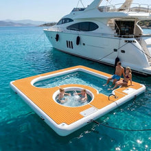 13x13ft Inflatable Sea Pool with EVA Non-Slip Surface, Thick PVC Inflatable Floating Swimming Pool for Yachts & Marine Use