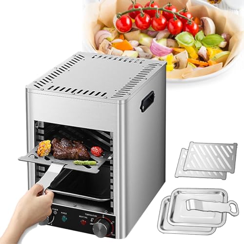 USZWBY Agreilduite Electric Steak Grill,1700W Portable Stainless Countertop Oven,800℃ Adjustable Temperature - 5 Min Preheating - 10min Timing