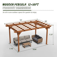 12' x 10' Outdoor Wood Pergola, Wooden Pergola Grape Trellis