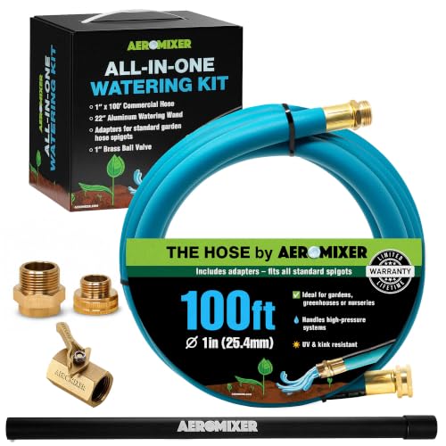 Aeromixer THE HOSE 1 Inch Garden Hose 100 Ft All-In-One Watering Kit