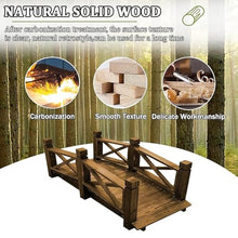 TT-YEL Japanese Style Curved Wooden Pond Bridge, Outdoor Lawn Pond Bridge Walkway, Classic Wooden Arch with Safety Railing, Brown Footbridge, Carbonized Craft,Total Length 180cm