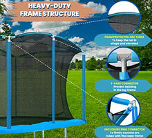 Moxie Girlz Rectangle Trampoline 8x12 FT with Safety Net Cyan Blue