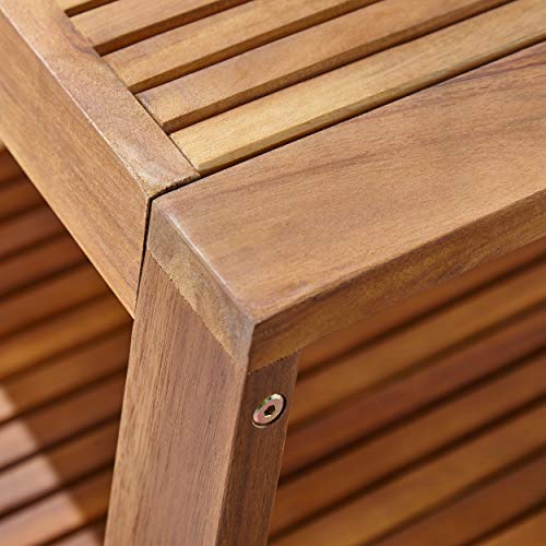 Great Deal Furniture Outdoor Teak Finished Acacia Wood Loveseat and Coffee Table Set with Beige Cushions