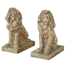 Lions at Guard Sculptures, Set of 2, Weathered Sand