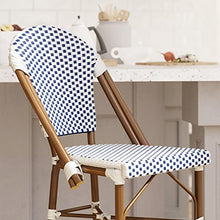 EMMA + OLIVER Navy/White PE Rattan Bistro Bar Stool, 2-Pack