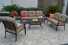 Elizabeth Outdoor Patio 4-pc Seating Group Cast Aluminum Dark Bronze (Walnut)