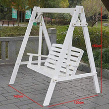 HAOKAZLBR Large Outdoor Porch Swing Garden Patio Swing Chair Garden Swing Outside Furniture Outdoor Swing Chair, All Solid Wood Waterproof with Flower Vine Terrace Rocking Chair(White,No Flowers)