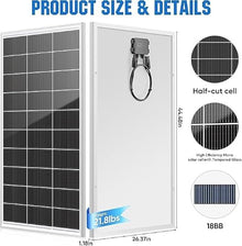KZZAAO Solar Panel Kit 18BB N-Type 200W Solar Panel Mount Brackets 12V 24.3% High Efficiency Monocrystalline PV Module