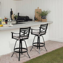 30" Outdoor Swivel Bar Stools Set of 2, Aluminum Bar Height Chairs