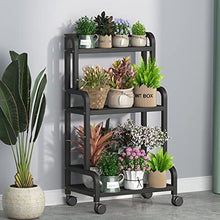 MIIKHI Metal Flower Display Stand Frame Plant Ladder Shelf Multi-Plant Stand with Wheels Plant Pot Racks Flower Pots Holder