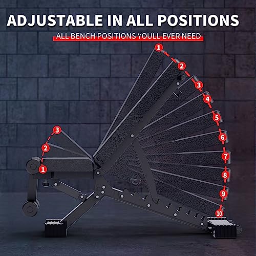 K KiNGKANG Adjustable Weight Bench 1100 LB Capacity Black