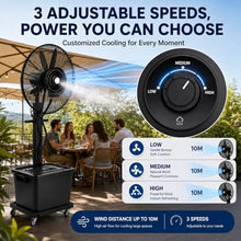 JCSRYD 11Gal/42L Pedestal Fan with Water Mist Spray, Portable Misting Fan with Automatic Refill, 3-Speed Oscillating Cooling Fans for Patio, Restaurant, Outdoor Use