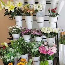 MIIKHI Plant stand3 Layer Flower Stand with Wheels, Metal Plant Stand with 12 Plastic Flower Buckets, Heavy Duty Movable Plant Cart Shelf, Flower Bucket Holder Shelves