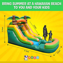 Pogo Bounce House 12FT Inflatable Water Slide with Blower, Tropical Jungle